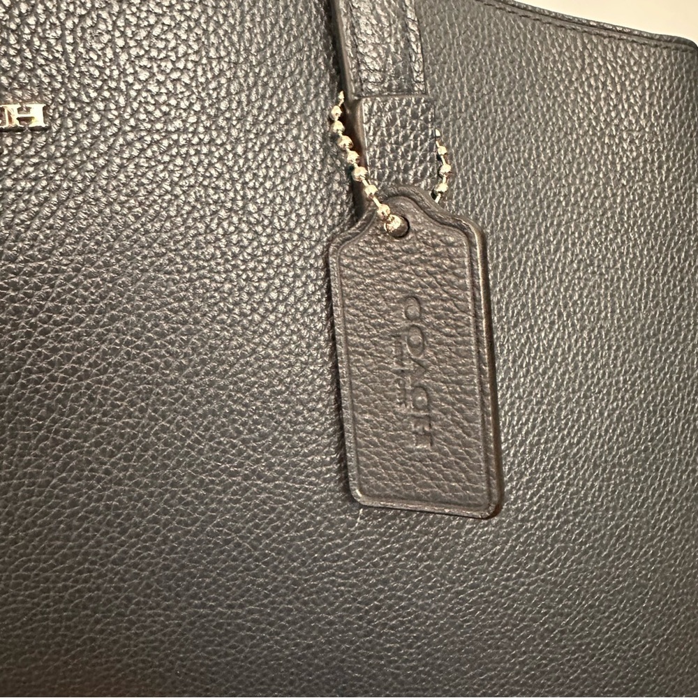 Coach Charlie Carryall dark navy blue Leather Tote with Signature Charm - Picture 3 of 9